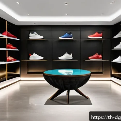Home 30 디지털 희소성을 통한 차별화 전략 - A high-end limited edition fashion sneaker display in a trendy Bangkok boutique, showcasing only 500...