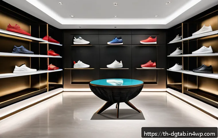 디지털 희소성을 통한 차별화 전략 - A high-end limited edition fashion sneaker display in a trendy Bangkok boutique, showcasing only 500...